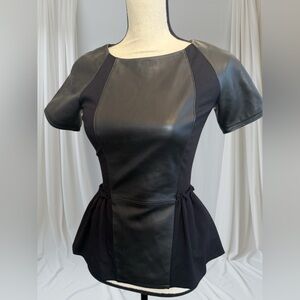 Rebecca Minkoff Lyra Leather Peplum Top Women Size 0